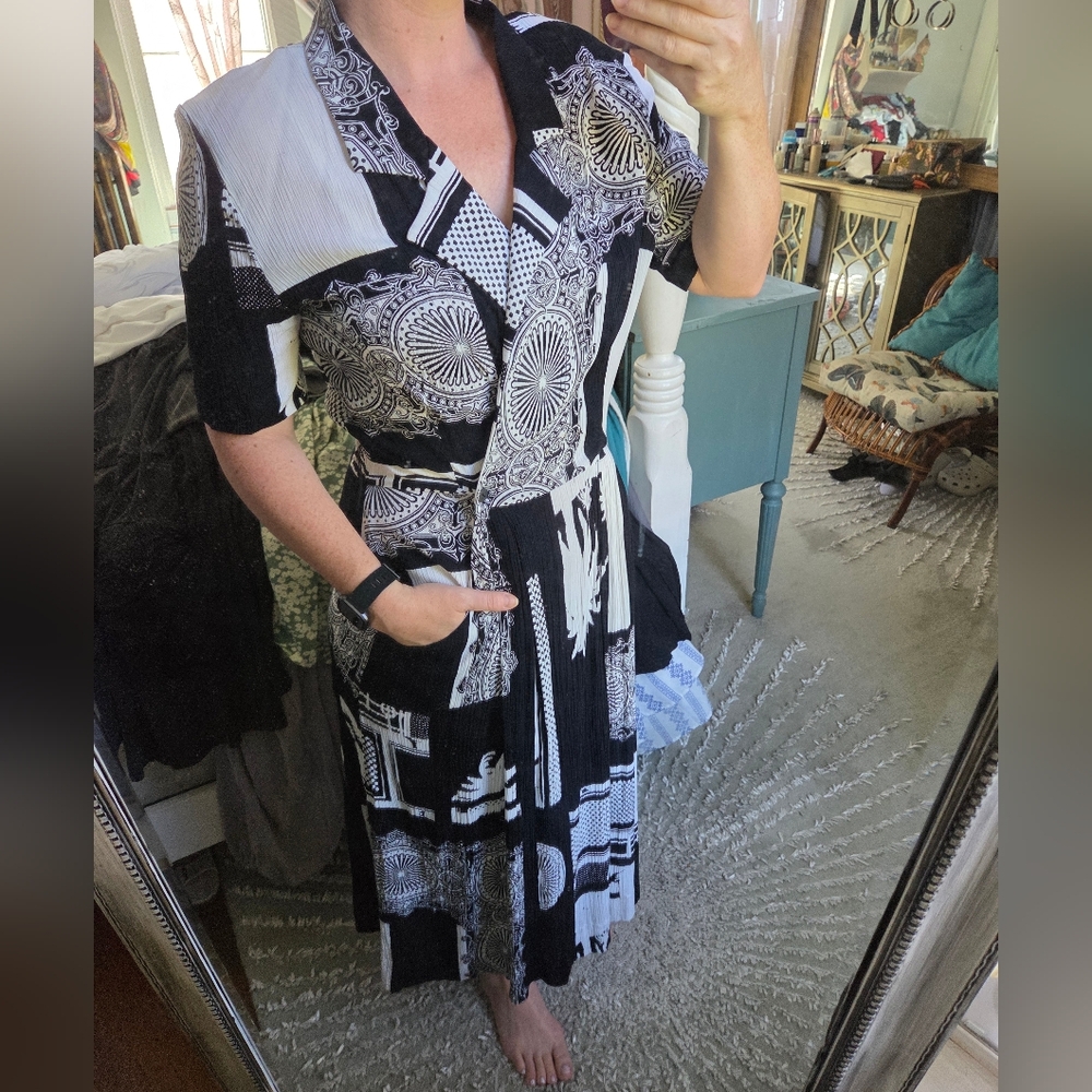 Vintage Super Cute Patchwork-look Midi Dress - Picture 2 of 6